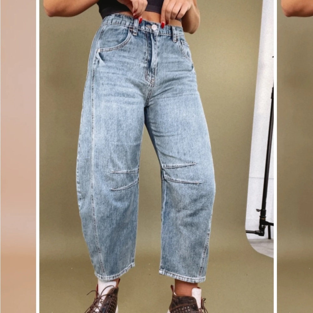MID RISE BARREL JEANS - Picture 1 of 4